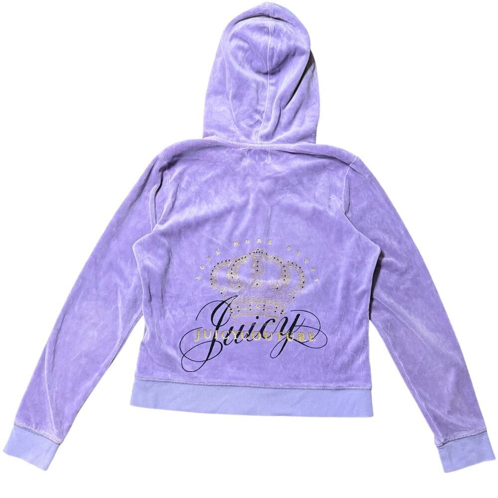 Juicy Couture Lilac Purple Velour Zip Up Sweater Size XL